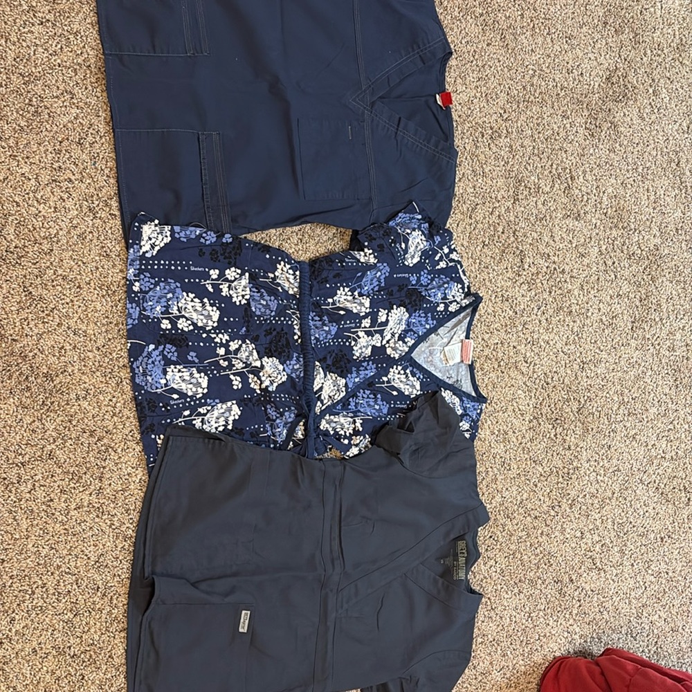 Bundle of scrub tops, dickies Grey’s Anatomy, and sketchers extra small